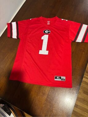 Georgia Kids Red Football Jersey with Number 1
